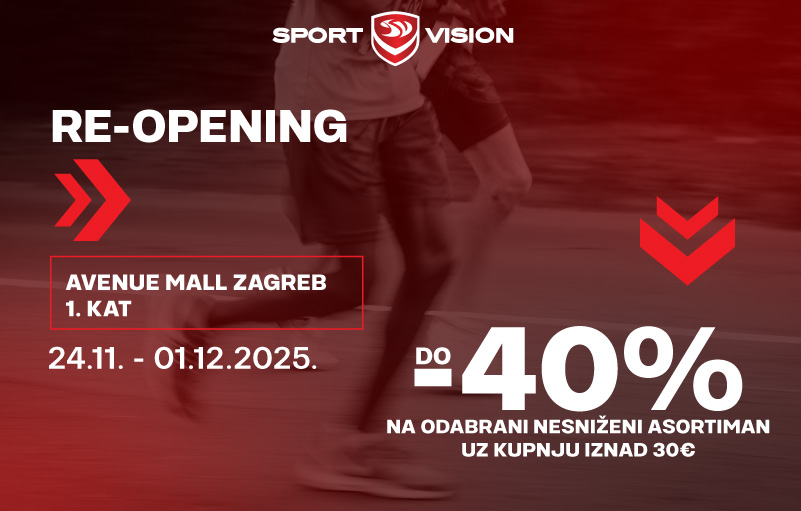 SPORT VISION SE VRATIO TAMO GDJE JE SVE POČELO. POSJETI NAS U AVENUE MALL-U I ISKORISTI SJAJNE AKCIJE POVODOM RE-OPENINGA!
